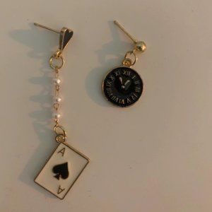 Card and clock earrings